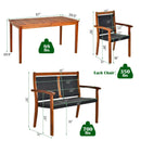 4 Pieces Acacia Wood Patio Rattan Dining Furniture Set by LJGDeals