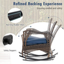4 Pieces Wicker Rocking Set with Bungee Rope Seat for Porch Yard-Navy by LJGDeals