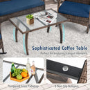 4 Pieces Wicker Rocking Set with Bungee Rope Seat for Porch Yard-Navy by LJGDeals