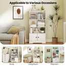 4 Tiers Bookshelf with 4 Cubes Display Shelf and 2 Doors