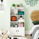 4 Tiers Bookshelf with 4 Cubes Display Shelf and 2 Doors