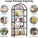 Tall 5 Tier Arched Bookshelf With Shelves For Living Room - Rustic Brown by HouseOfZazla