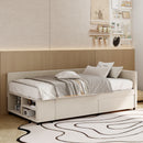 L Shaped Upholstered Platform Bed With Storage And Drawers by Unique Piece Furniture