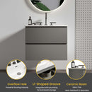 TIA 24" Wall Mount Space Grey Bathroom Vanity by HouseOfZazla
