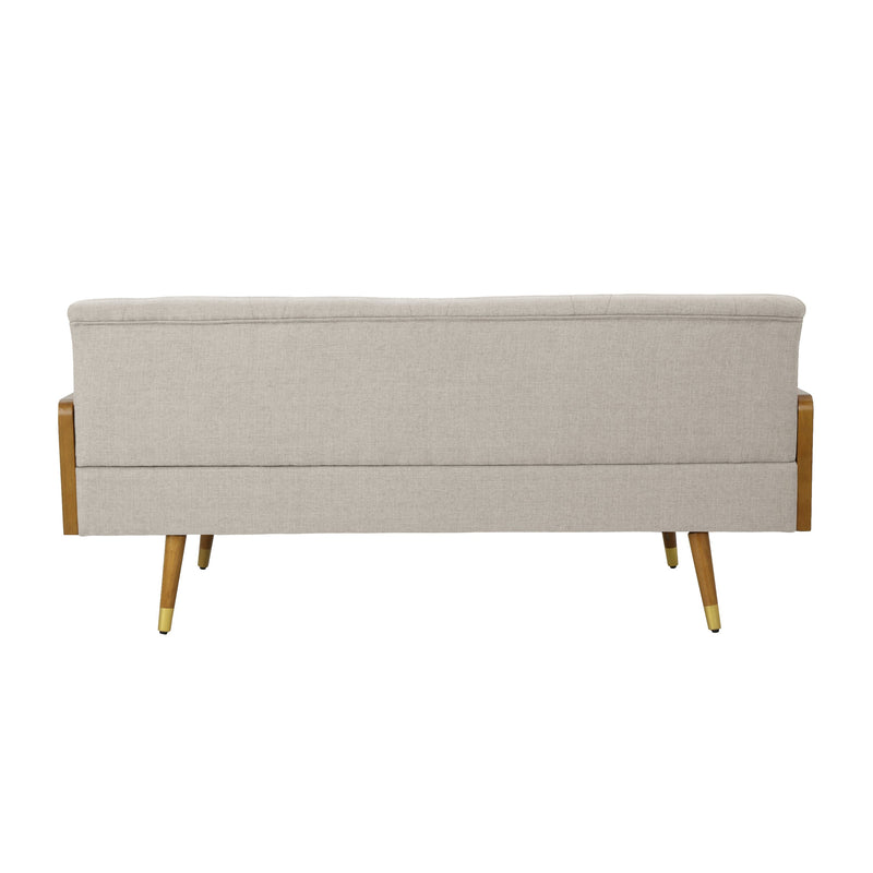 Walker Edison | Linen Aidan Sofa with Wood Accents