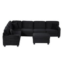 Upholstered U-Shaped Sectional Sofa With Movable Ottoman And Side Storage Pockets by HouseOfZazla