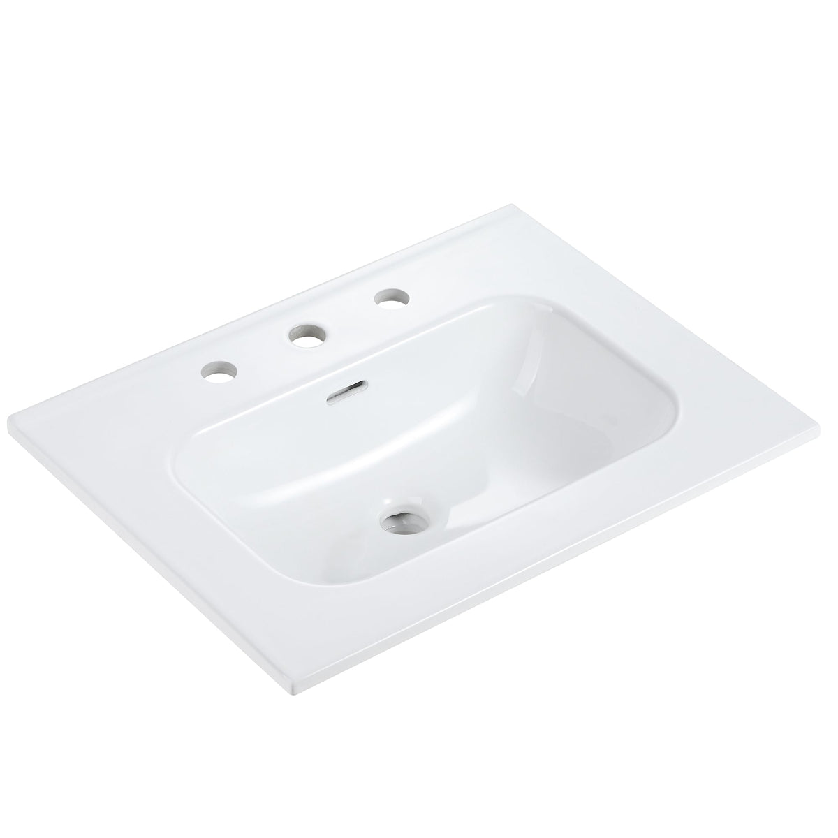 Glossy White Ceramic Integrated Sink