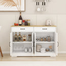 47.95" Farmhouse Buffet Cabinet Storage Sideboard with 2 Drawers and 4 Doors for Dining Living Room Kitchen Cupboard-White