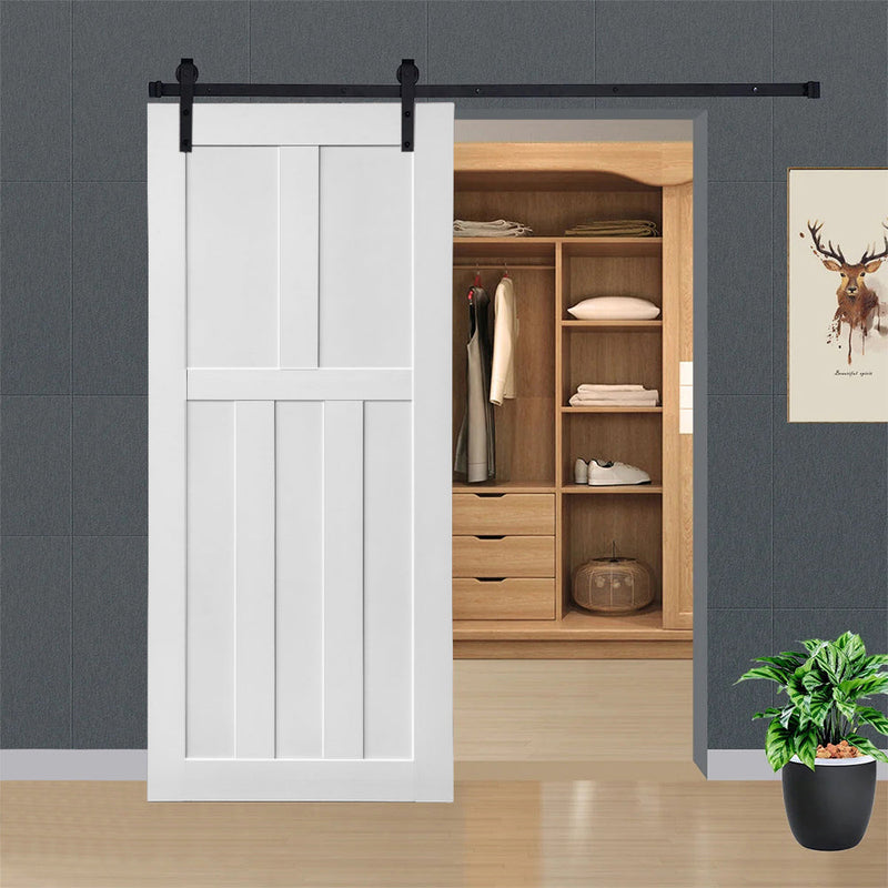 36" x 80" Five Panel Wood Primed Standard Door Slab, DIY Unfinished Solid Wood Paneled Door, Interior Single Door Slab