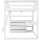 Modern Loft Bed With Built In Desk, Shelves, And 2 Drawers by HouseOfZazla
