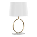 Moon Contemporary Table Lamp in White Marble, Gold Metal and White Shade