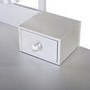 Luxury Vanity Desk With Round Mirror Height Adjustable Dressing Table Set Engineered Wood - Silver by HouseOfZazla