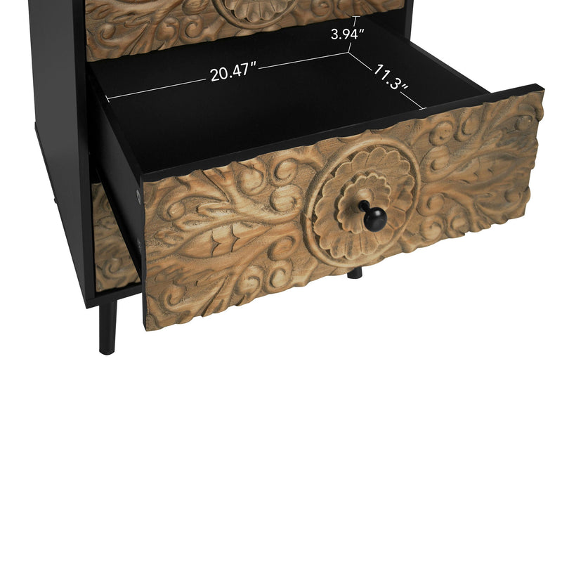 3 Drawer Cabinet, Suitable For Bedroom - Black, photo 3 of 7