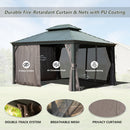 10' x 12' Hardtop Gazebo Outdoor Metal Gazebo with Galvanized Steel Double Roof Canopy, Aluminum Frame, Curtains and by HouseOfZazla