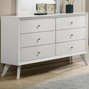 Dresser With Mirror, Angled Legs, Round Knobs - White by HouseOfZazla