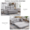 59.4" Loveseat Sofa with Pull-Out Bed Modern Upholstered Couch with Side Pocket for Living Room Office, Grey