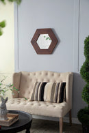 Hexagon Mirror With Natural Wood Frame, Wall Decor For Living Room Bathroom Hallway by HouseOfZazla