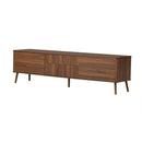 Fluted TV Stand With Storage Drawers And Cabinets For TVs Up To 80", Soft-Close Hinges, Cable Management - Walnut by HouseOfZazla