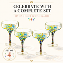Mexican Design Hand Blown Margarita Glass – Set of 4 (Confetti Margarita)
