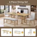 Topmax - 6 Piece Farmhouse Extendable Dining Table Set Trestle Kitchen Table Set With Removable Leaf And Upholstered Dining Chair And Bench For Dining Room by HouseOfZazla