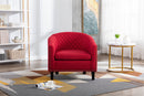 accent Barrel chair living room chair with nailheads and solid wood legs Red Linen