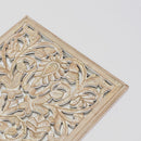 Floral Hand Carved Mandala Rectangle Wall Decor With Mirror - Antique Brown / White by Unique Piece Furniture