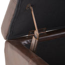 Upholstered PU Leather Storage Ottoman with Solid Wooden Legs by HouseOfZazla