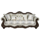 Pierce - Sofa With 5 Pillows - Beige Fabric & Cherry