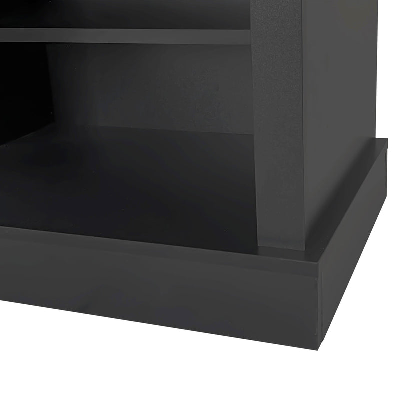 47.2" Wide Hall Tree with Bench and Shoe Storage, Multi-functional Storage Bench with 3 Hanging Hooks & Open Storage Space, Rectangle Storage & Shelves Coat Rack for Hallway, Black