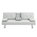Futon Sofa Bed With Armrest Two Holders Wood Frame, Stainless Leg by HouseOfZazla