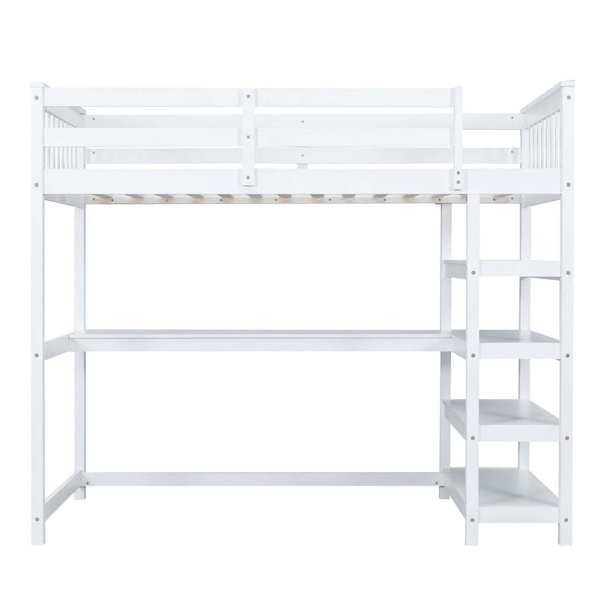 Loft Bed With Storage Shelves And Under Bed Desk, photo 31 of 40