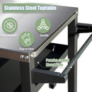 3-Shelf Outdoor Grill Table, Grill Cart Outdoor with Wheels, Pizza Oven and Food Prep Table, Blackstone Table with Stainless Steel Tabletop, Grill Stand for Blackstone Griddle for Outside BBQ