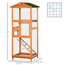 65" Wooden Bird Cage Outdoor Aviary House for Parrot, Parakeet, with Pull Out Tray and 2 Doors, Orange
