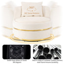 360 Degree Swivel Accent Chair Velvet Modern Upholstered Barrel Chair Over-Sized Soft Chair with Seat Cushion for Living Room, Bedroom, Office, Apartment, Beige