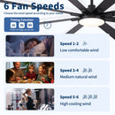 Large Ceiling Fan With Dimmable LED Light 8 Blades Remote Control, Reversible DC Motor by HouseOfZazla