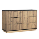 Modern 6 Drawer Cabinet With Metal Rounded Corners And Exquisite Handles Multi Functional Storage - Natural Wood by HouseOfZazla