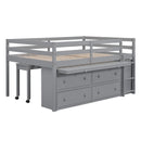Loft Bed With Retractable Writing Desk And 4 Drawers, With Lateral Portable Desk And Shelves by HouseOfZazla