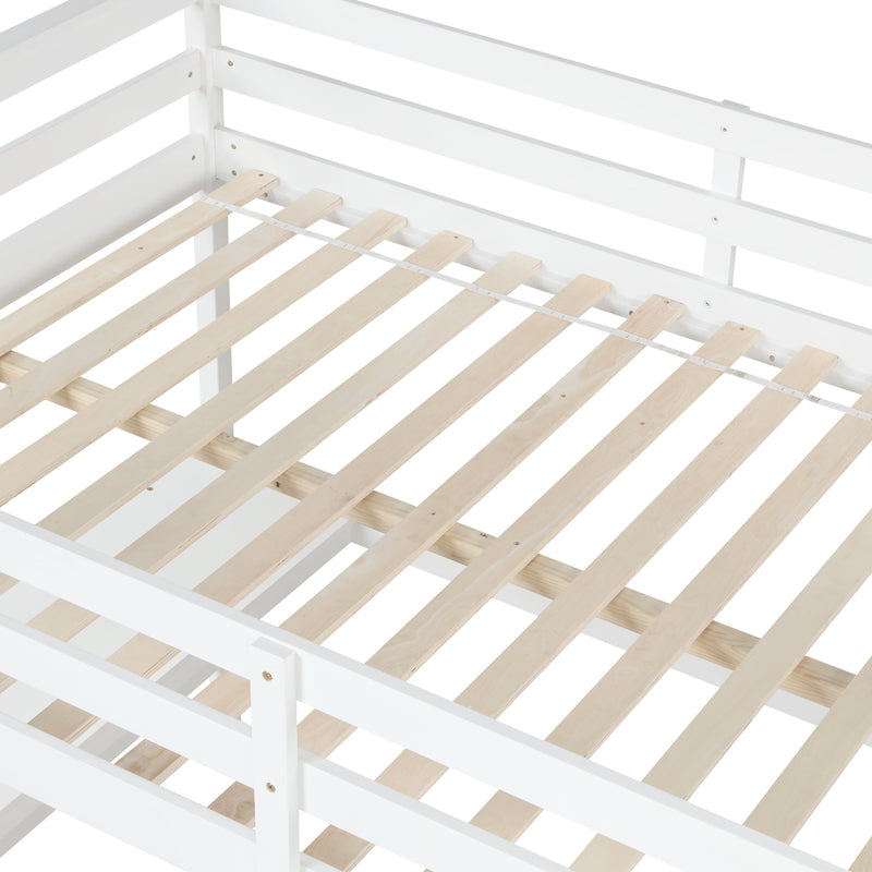 Loft Bed Full with desk,ladder,shelves, White
