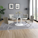 Larry - Glass Top Round Dining Table - White High Gloss by Unique Piece Furniture
