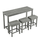 59 Inch Bar Table, Dining Table, Sofa Table with Power Outlet, 3 Upholstered Stools, 4 Piece Bar Table and Chair Set for Living Room, Dining Room, Kitchen by Montret