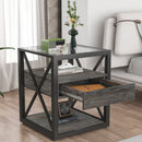 Set of 2 Modern End Tables with Drawer - Nightstand