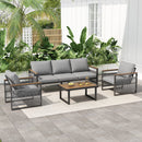 4-Pieces Outdoor Metal Patio Furniture Set with Cushions
