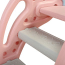 2 in 1 Slide, Toddler Freestanding Extra Long Slide with Basketball Hoop & Ball, Indoor Outdoor, Pink