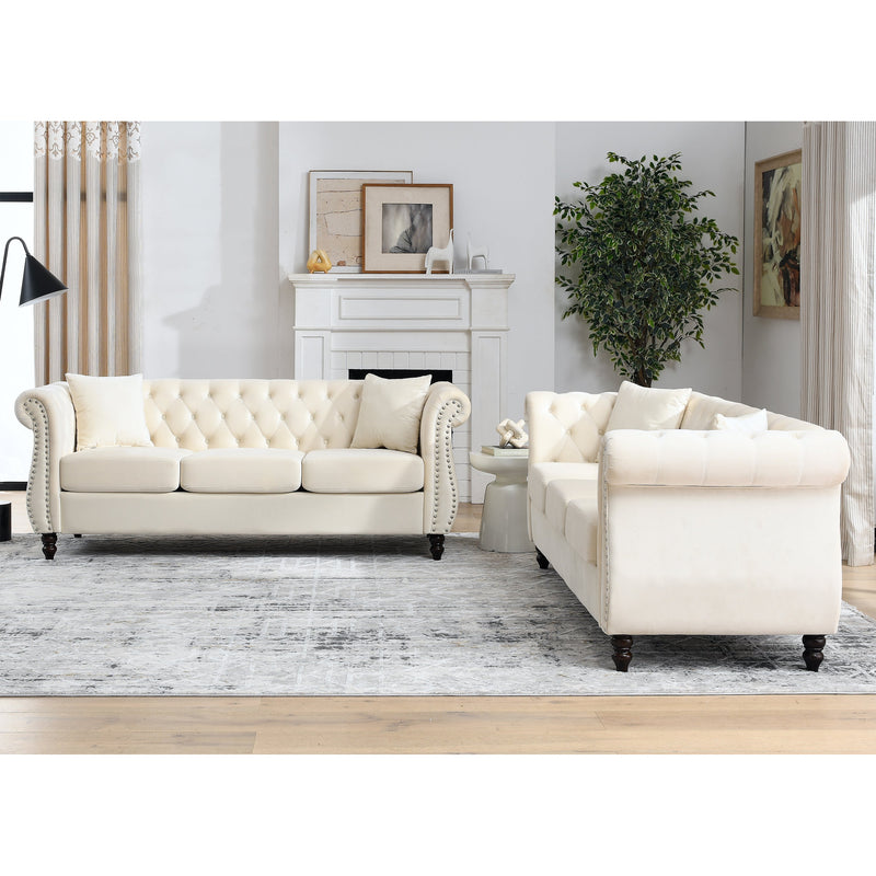 3-seater + 3-seater Combination sofa.Beige Velvet(W834S00063)