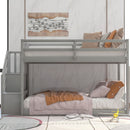 Twin Over Twin Floor Bunk Bed, Ladder With Storage by HouseOfZazla