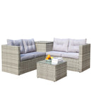 4 Piece Patio Sectional Wicker Rattan Outdoor Furniture Sofa Set with Storage Box Grey by HouseOfZazla