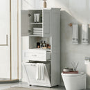 Tall Bathroom Cabinet with Laundry Basket
