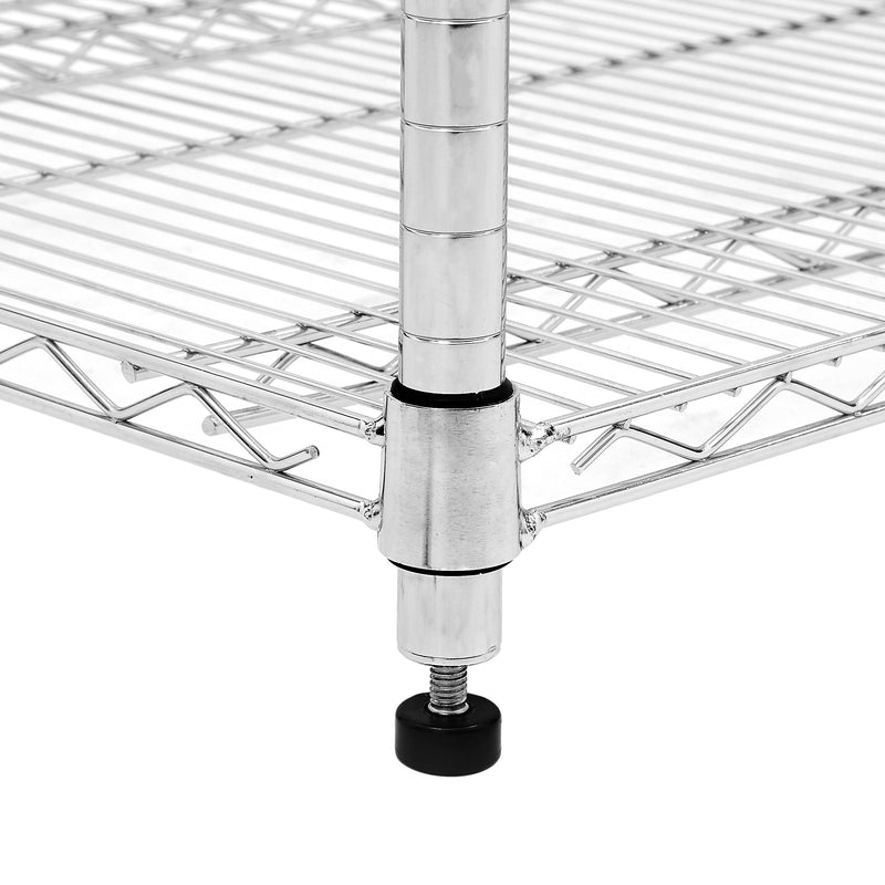 5 tiers of chrome-plated, heavy-duty, adjustable shelving and racking with a 200 lb. weight capacity per wire shelf for warehouses, supermarkets, kitchens, etc. 59.45 "L x 24.02 "W x 71.65 "H