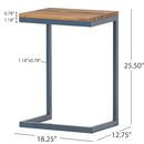 C Shaped End Table With Iron Base And Fir Wood Top by HouseOfZazla