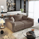 Deep Seat Convertible Sofa With Soft Pillows And Ottomans by HouseOfZazla